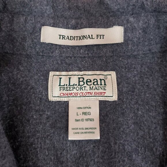 LL Bean Mens Size Large Regular Chamois Cloth Shirt Traditional Fit Gray 187923 - Picture 9 of 15